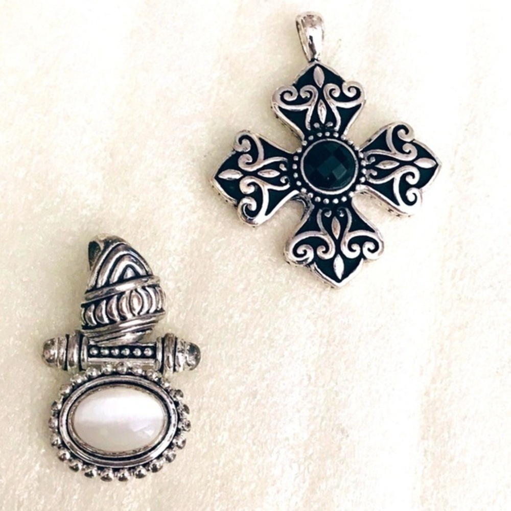 SILVERTONE PENDANT SET - Lot of Two Pendants